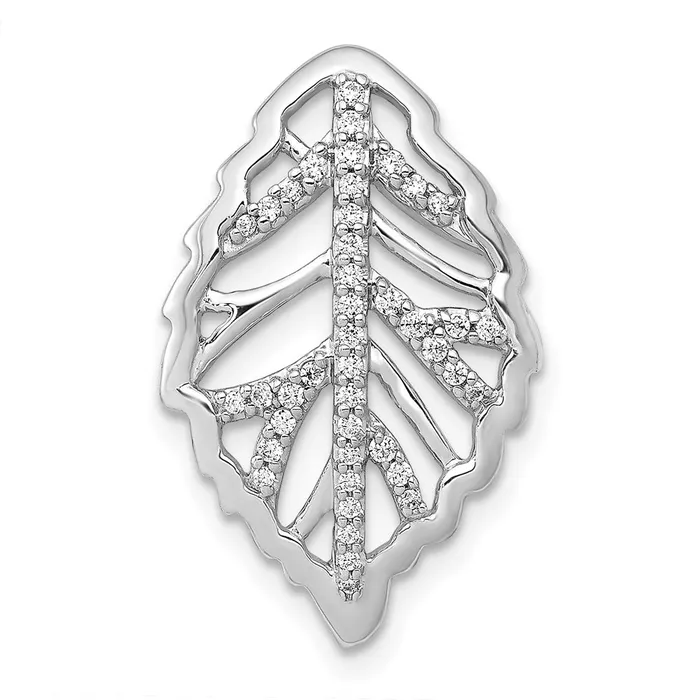 Necklaces Goldia 14k White Gold 16ct Real Diamond Leaf Chain Slide