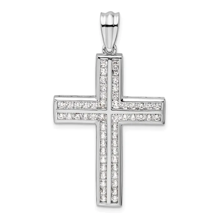 Necklaces Goldia 14k White Gold 1 Ct Lab Grown Diamond VSSI G Double Cross Pendant