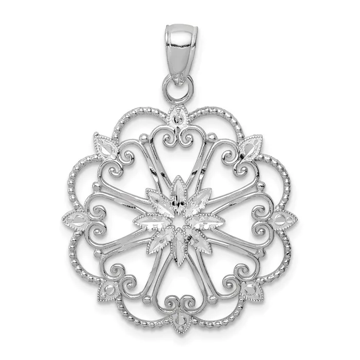 Necklaces Goldia 14k White Gold Diamondcut Starburst Pendant