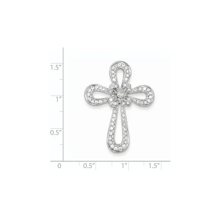 Necklaces Goldia 14k White Gold Filigree Real Diamond Cross Pendant