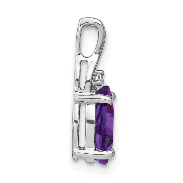 Necklaces Goldia 14k White Gold Oval Amethyst and Real Diamond Pendant