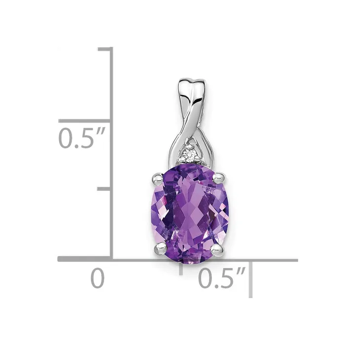 Necklaces Goldia 14k White Gold Oval Amethyst and Real Diamond Pendant