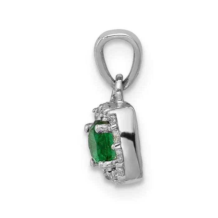 Necklaces Goldia 14k White Gold Real Diamond and 20 Emerald Square Halo Pendant