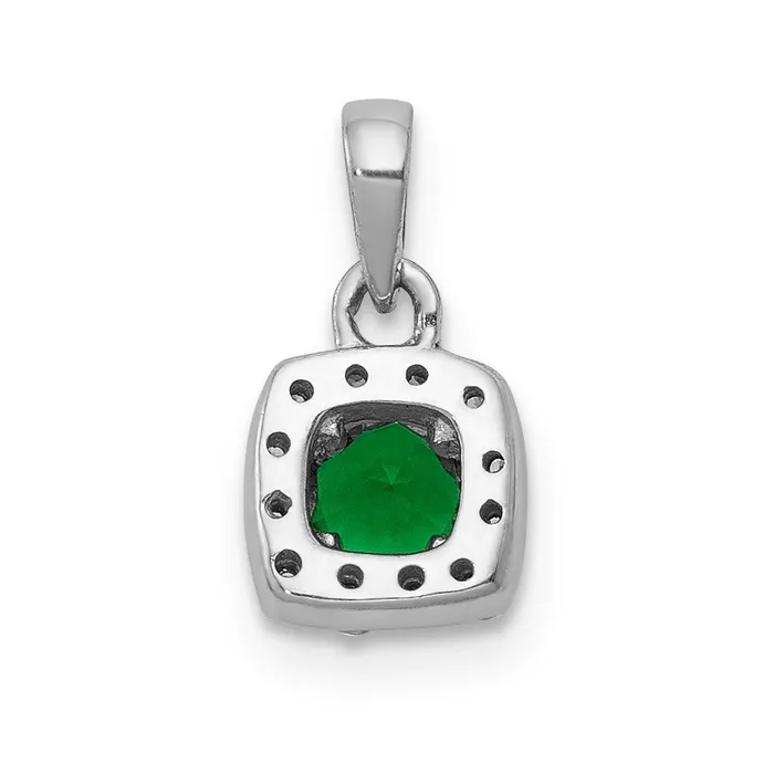 Necklaces Goldia 14k White Gold Real Diamond and 20 Emerald Square Halo Pendant