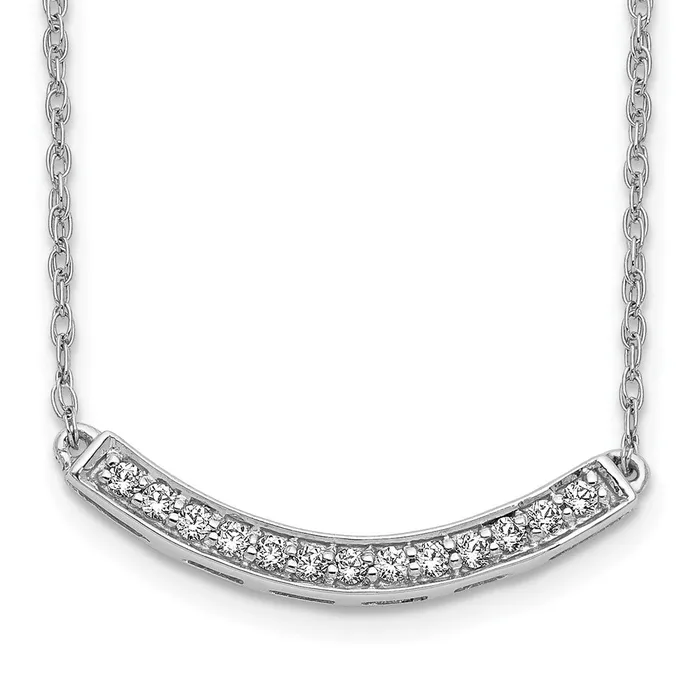 Necklaces Goldia 14k White Gold Real Diamond Curved Bar 18 inch Necklace