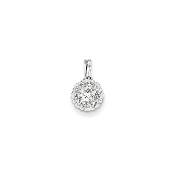 Necklaces Goldia 14k White Gold Real Diamond Round Pendant