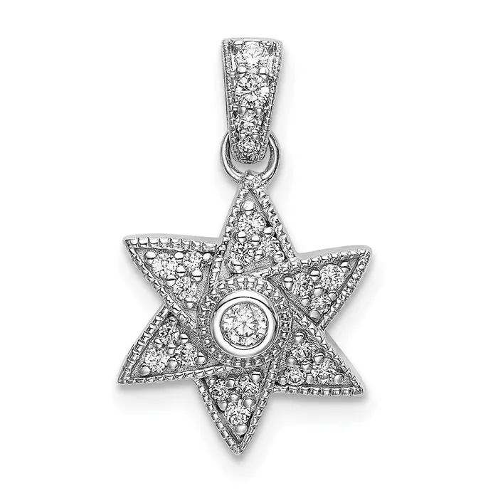 Necklaces Goldia 14k White Gold Real Diamond Six Pointed Star Pendant