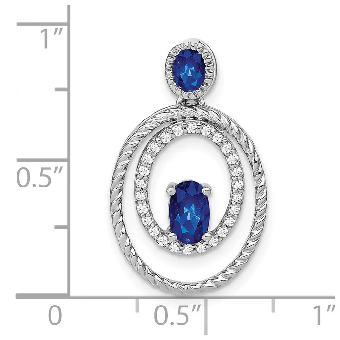 Necklaces Goldia 14k White Gold Sapphire and Real Diamond Oval Pendant