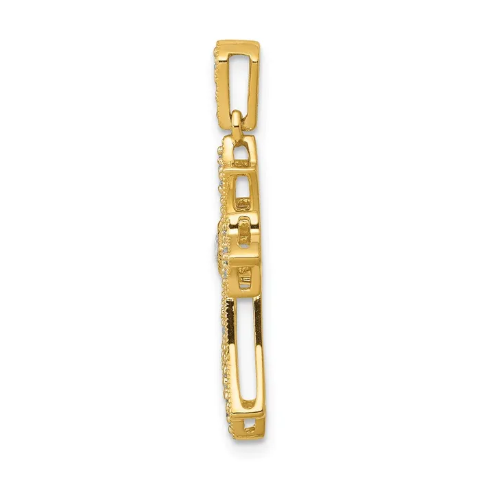 Necklaces Goldia 14K Yellow Gold 16ct Real Diamond Fleur de Lis Cross Pendant