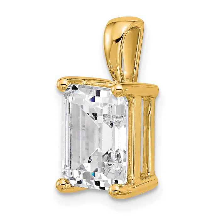 Necklaces Goldia 14k Yellow Gold 5 Ct Certified Lab Grown Diamond VSSI G Emerald Four Prong Pendant
