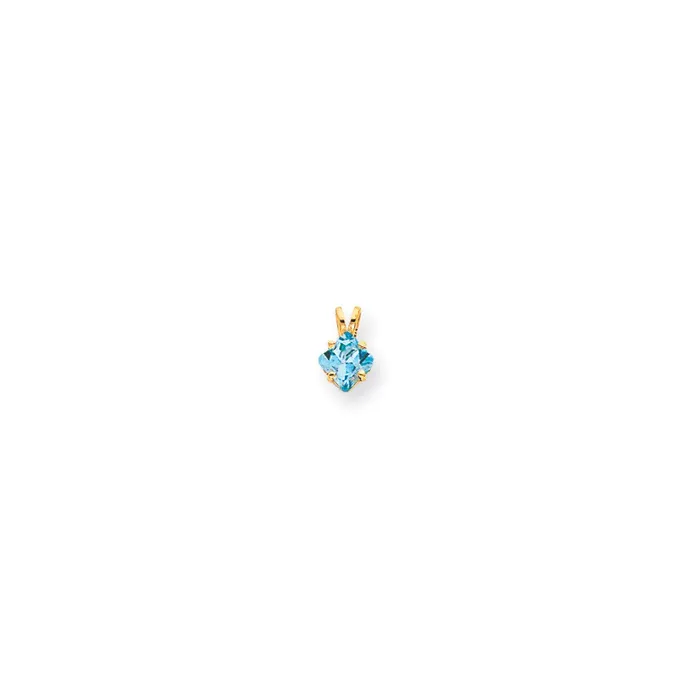Necklaces Goldia 14K Yellow Gold 5mm Princess Cut Blue Topaz pendant
