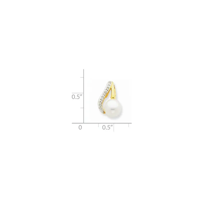 Necklaces Goldia 14k Yellow Gold Diamond and Rhodium Diamond Pearl Pendant