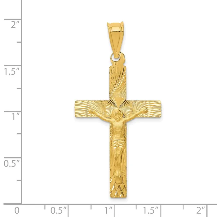 Necklaces Goldia 14k Yellow Gold Polished Satin and DC Crucifix Pendant