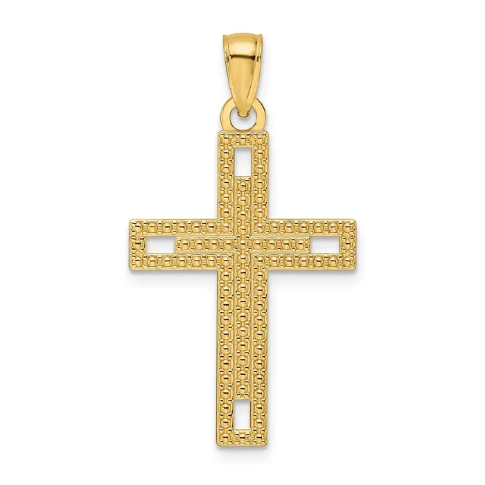 Necklaces Goldia 14k Yellow Gold Polished Textured Cross Pendant