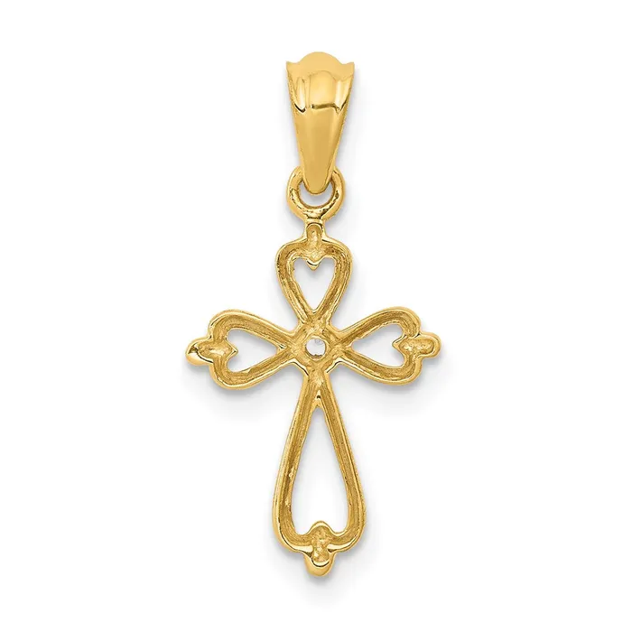 Necklaces Goldia 14K Yellow Gold Real Diamond Accented Cross Pendant