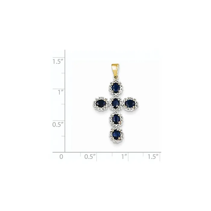 Necklaces Goldia 14K Yellow Gold Real Diamond u0026 Sapphire Cross Pendant