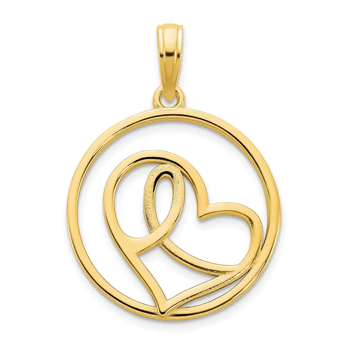 Necklaces Goldia 14k Yellow Goldy Heart Circle Pendant
