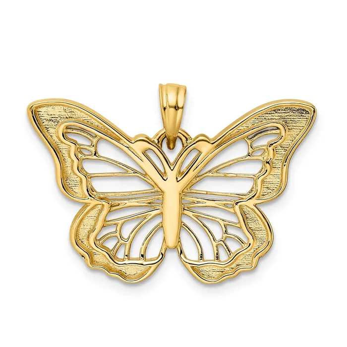 Necklaces Goldia 14k Yellow Rhodium Gold and White Rhodium Diamondcut Butterfly Pendant