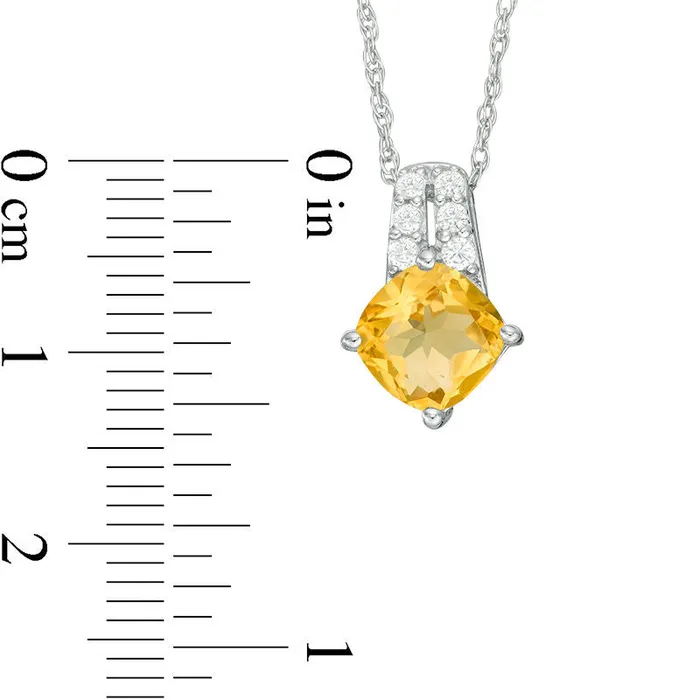 Necklaces Goldia 70mm CushionCut Citrine and LabCreated White Sapphire Pendant in Sterling Silver