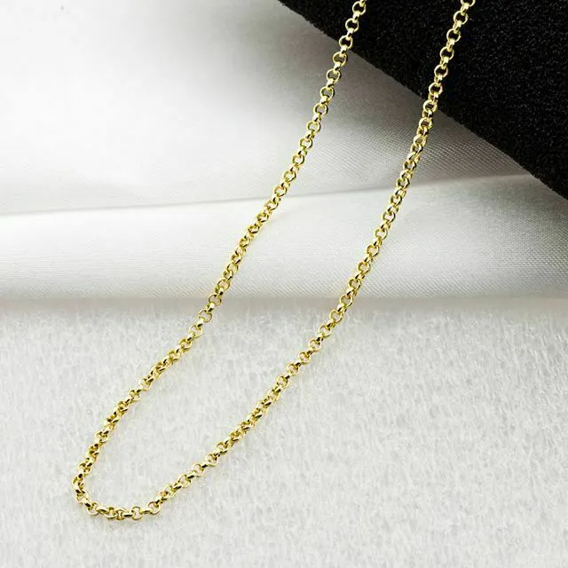 Necklaces Goldiacom 24 SOLID 8K Yellow Gold Rolo Links Necklace Chain Fine Jewelry Valentine Gift