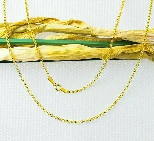 Necklaces Goldiacom 24 SOLID 8K Yellow Gold Rolo Links Necklace Chain Fine Jewelry Valentine Gift