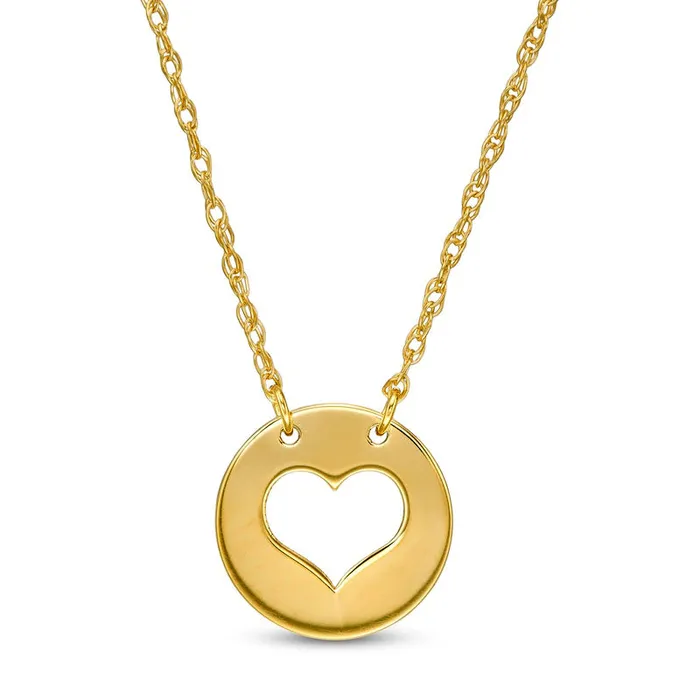 Necklaces Goldia Mini CutOut Heart Disc Necklace in 14K Gold