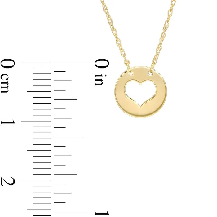 Necklaces Goldia Mini CutOut Heart Disc Necklace in 14K Gold