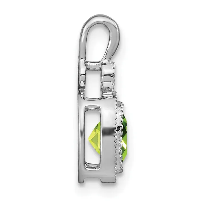 Necklaces Goldia Solid 14k White Gold Cushion Simulated Peridot and CZ Pendant