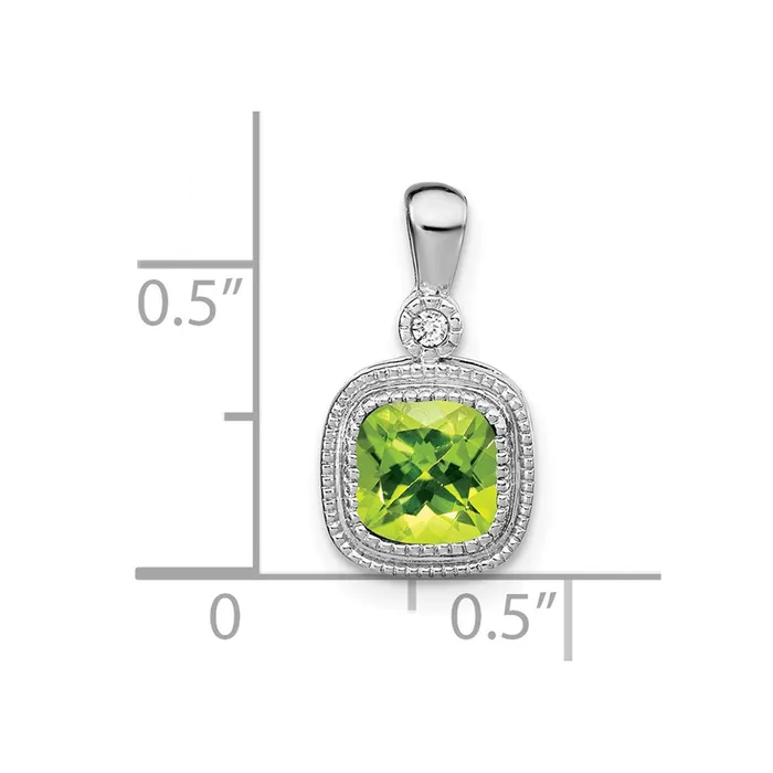 Necklaces Goldia Solid 14k White Gold Cushion Simulated Peridot and CZ Pendant