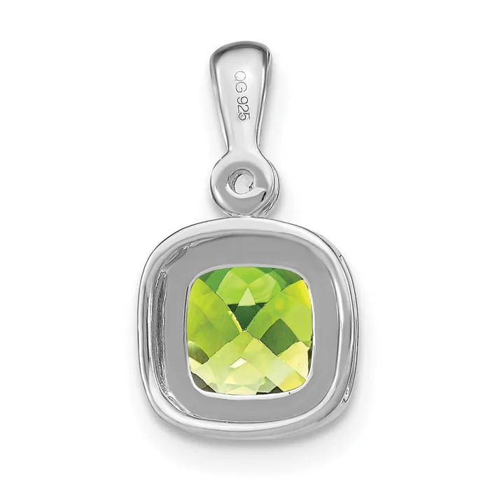 Necklaces Goldia Solid 14k White Gold Cushion Simulated Peridot and CZ Pendant