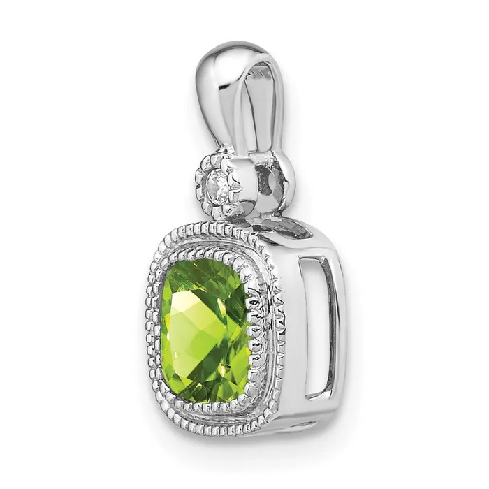 Necklaces Goldia Solid 14k White Gold Cushion Simulated Peridot and CZ Pendant
