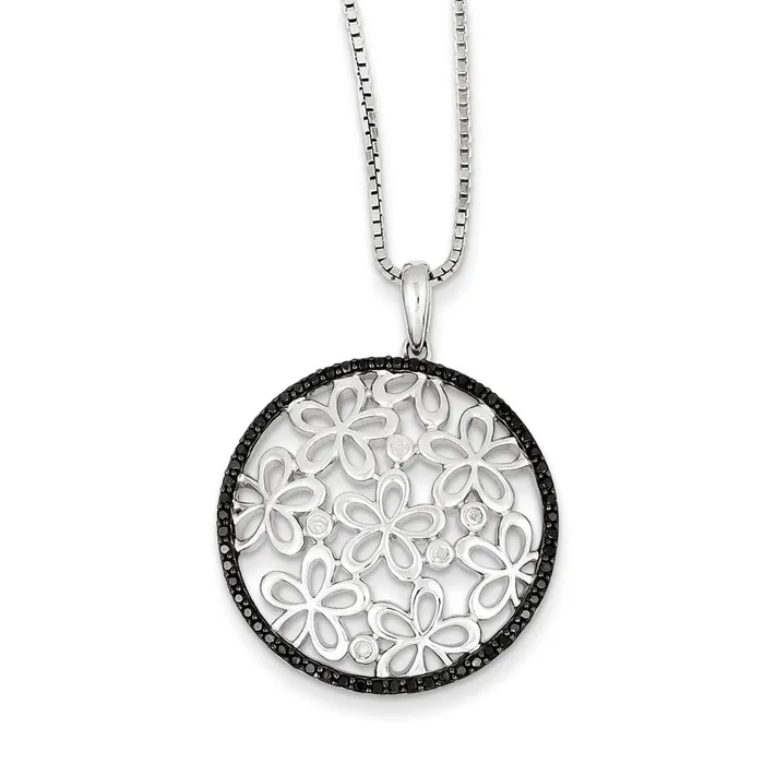 Necklaces Goldia Sterling Silver Black u0026 White Diamond Pendant Necklace