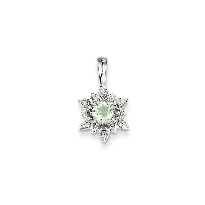 Necklaces Goldia Sterling Silver Diamond u0026 Green Quartz Pendant