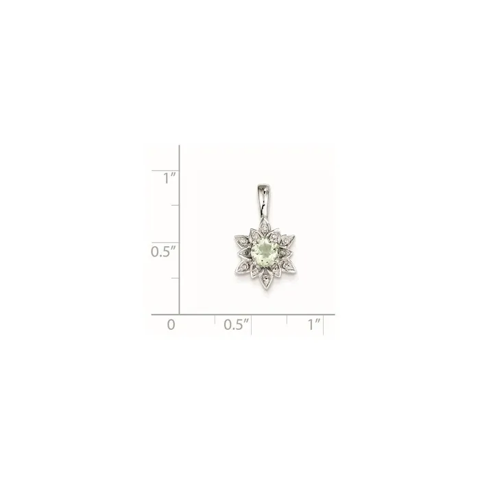 Necklaces Goldia Sterling Silver Diamond u0026 Green Quartz Pendant