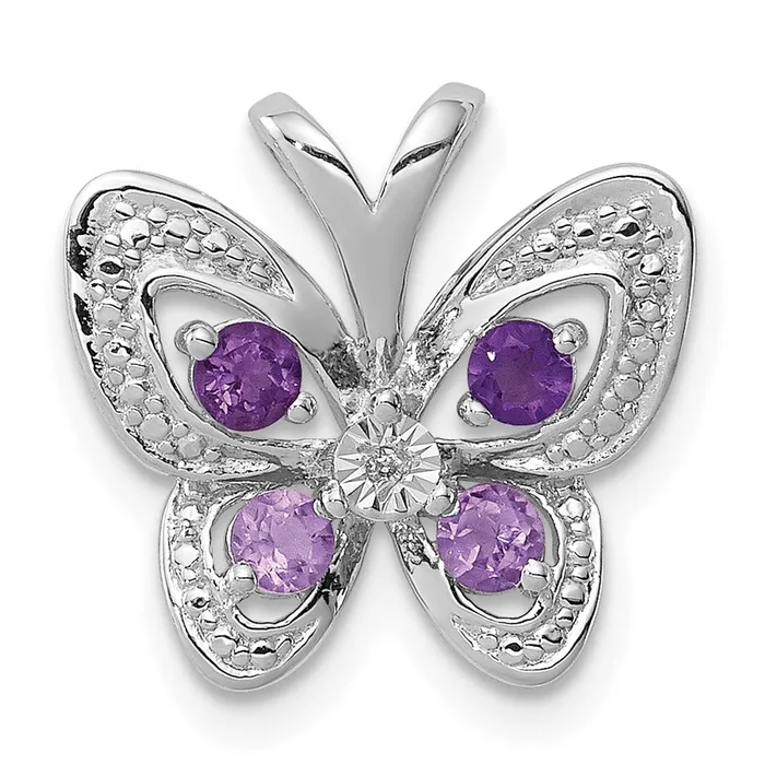 Necklaces Goldia Sterling Silver Rhodium Amethyst u0026 Pink Quartz u0026 Diamond Pendant