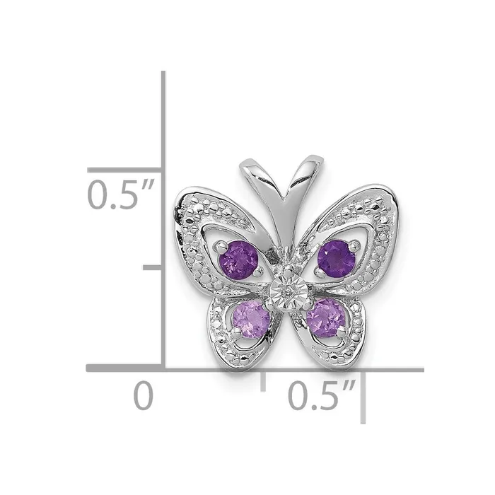 Necklaces Goldia Sterling Silver Rhodium Amethyst u0026 Pink Quartz u0026 Diamond Pendant