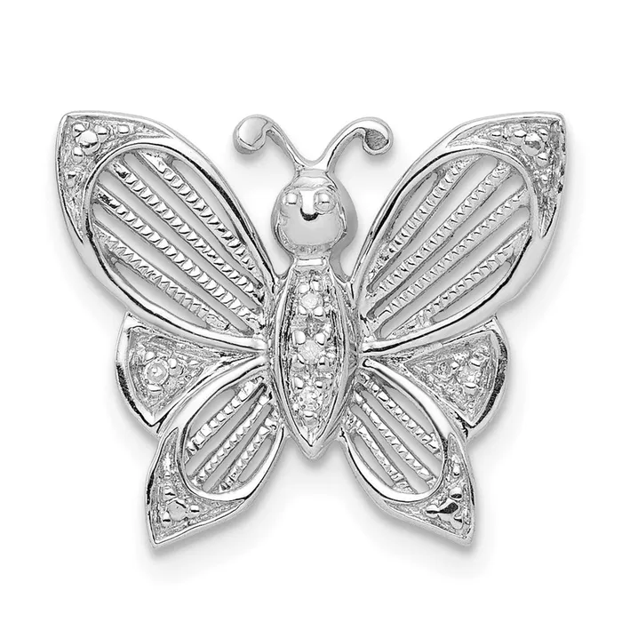 Necklaces Goldia Sterling Silver Rhodium Diamond Butterfly Pendant