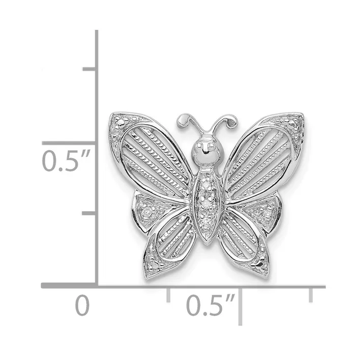 Necklaces Goldia Sterling Silver Rhodium Diamond Butterfly Pendant
