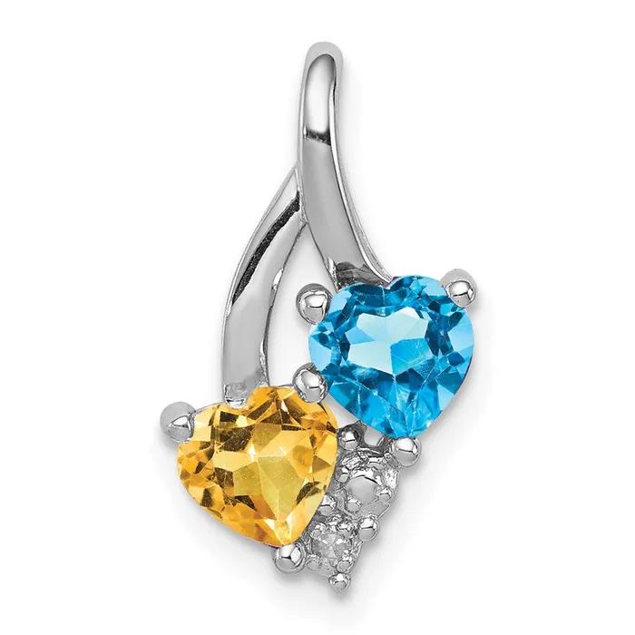 Necklaces Goldia Sterling Silver Rhodiumplated Blue Topaz u0026 Citrine Diamond Pendant