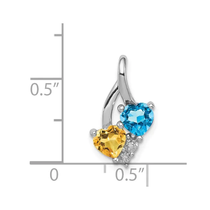 Necklaces Goldia Sterling Silver Rhodiumplated Blue Topaz u0026 Citrine Diamond Pendant