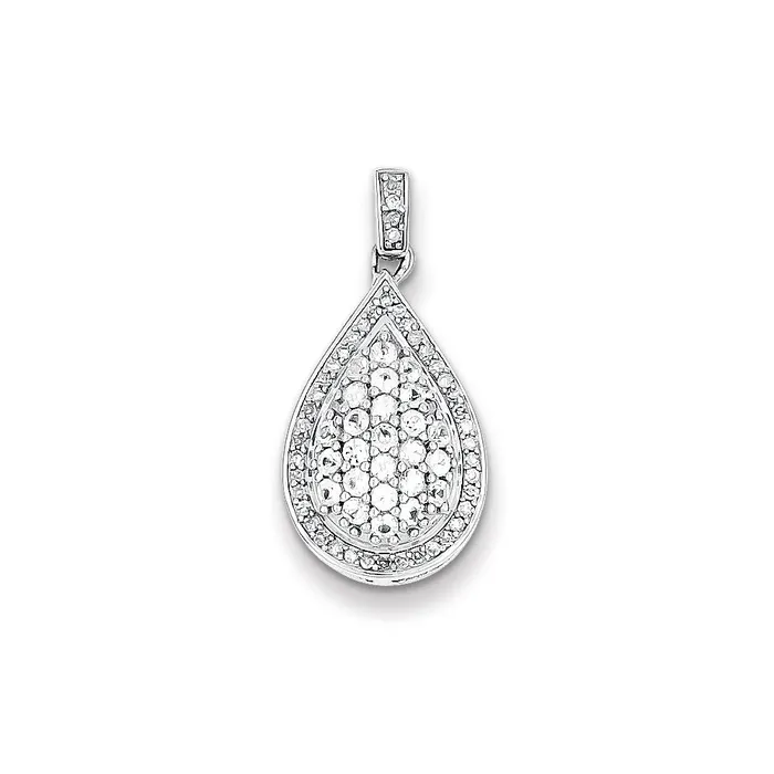 Necklaces Goldia Sterling Silver Rhodium Plated Diamond and White Sapphire Pendant