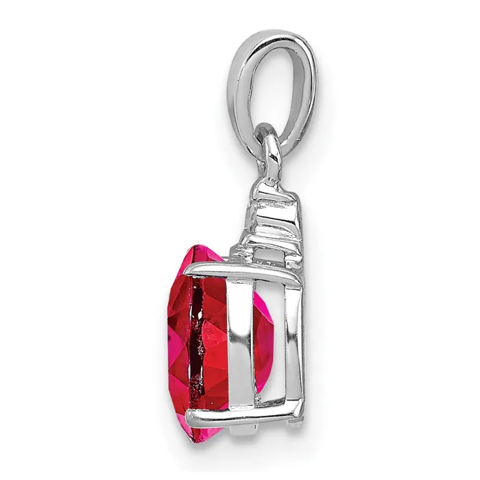 Necklaces Goldia Sterling Silver Rhodium Plated Diamond u0026 Ruby Oval Pendant