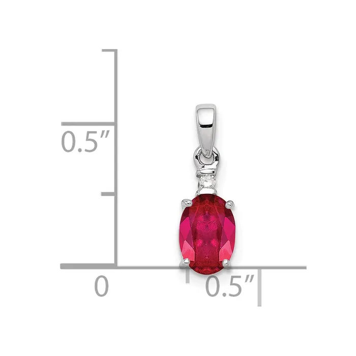 Necklaces Goldia Sterling Silver Rhodium Plated Diamond u0026 Ruby Oval Pendant