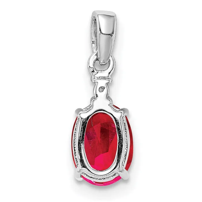 Necklaces Goldia Sterling Silver Rhodium Plated Diamond u0026 Ruby Oval Pendant