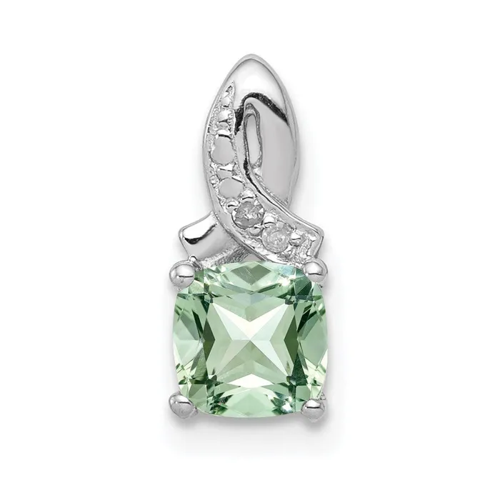 Necklaces Goldia Sterling Silver Rhodiumplated Green Quartz Diamond Pendant