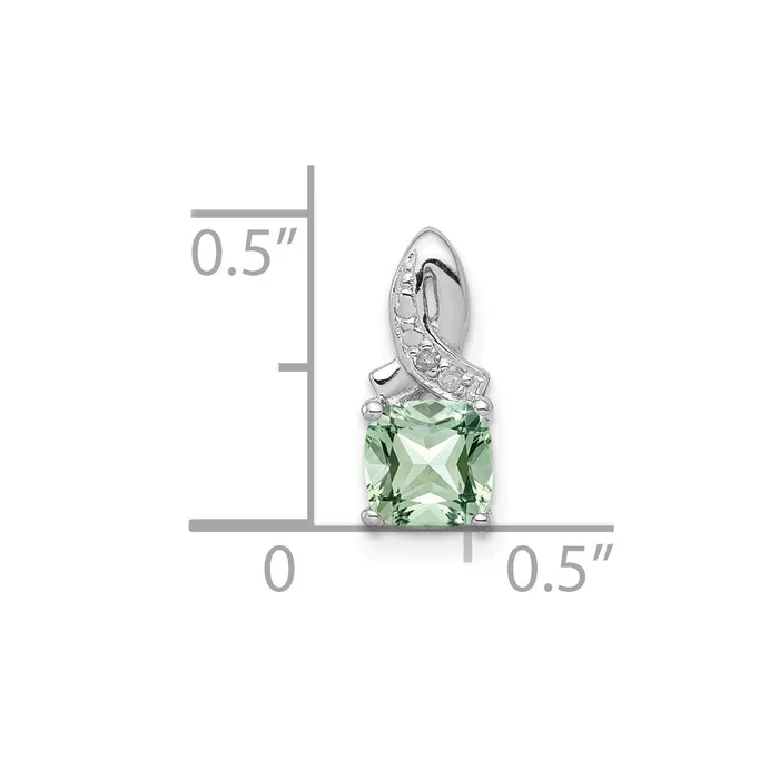 Necklaces Goldia Sterling Silver Rhodiumplated Green Quartz Diamond Pendant