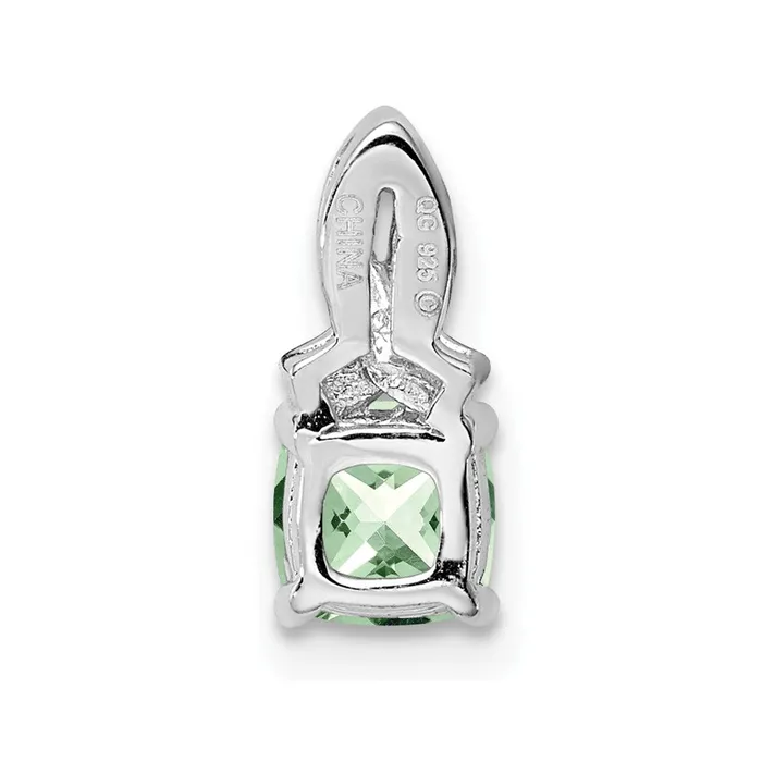 Necklaces Goldia Sterling Silver Rhodiumplated Green Quartz Diamond Pendant