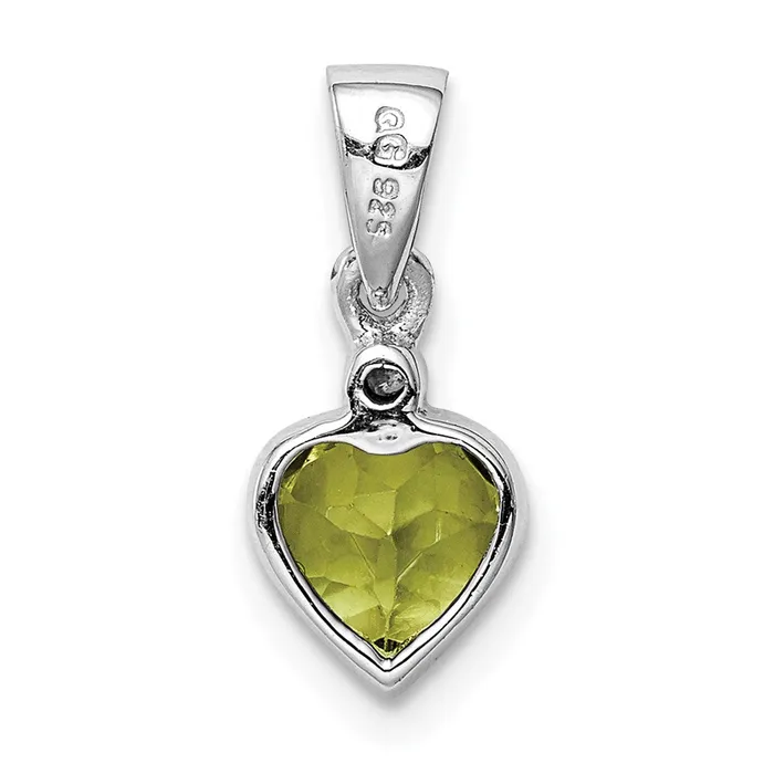 Necklaces Goldia Sterling Silver Rhodium Plated Peridot and Diamond Pendant