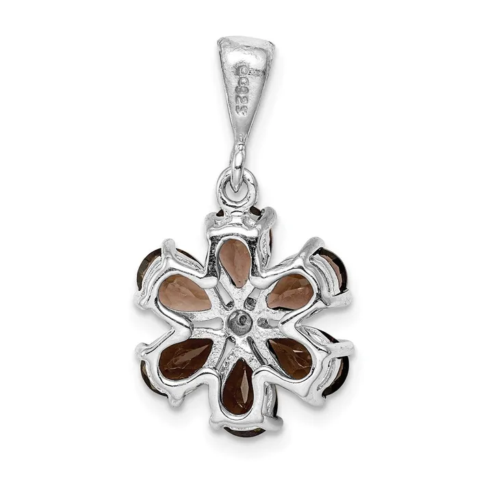 Necklaces Goldia Sterling Silver Rhodium Smoky Qtz u0026 Diamond Flower Pendant