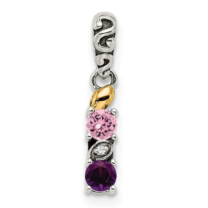 Necklaces Goldia Sterling Silver u0026 14k Twostone and Diamond Mothers Pendant